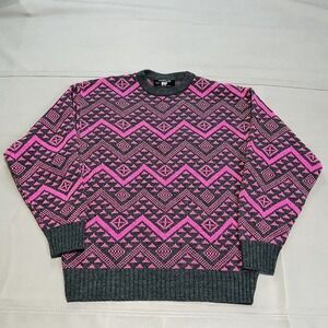 VTG Aspen Lid Sweater Men M Pink Sweater USA funky tribal Wool Southwestern-3597